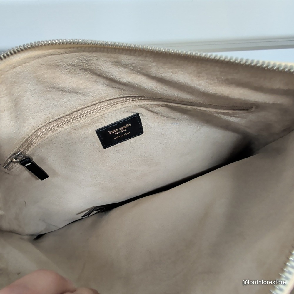 Kate Spade Colorblock Leather Shoulder Bag Black Red Cream Made in Italy Small - Picture 4 of 7